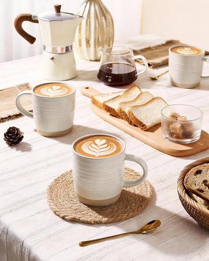 famiware Coffee Mugs Set of 4, 13 oz Mug Set, Ceramic Cup Set with Handle for Coffee, Tea, Cocoa, Milk, Constellation Series, Cream