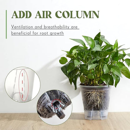 Self Watering Pots for Indoor Plants with Deep Reservoir and High Drainage Holes for Outdoor Plants and Flowers, Bare Root Planter (4.72'',Clear,12 Pcs)