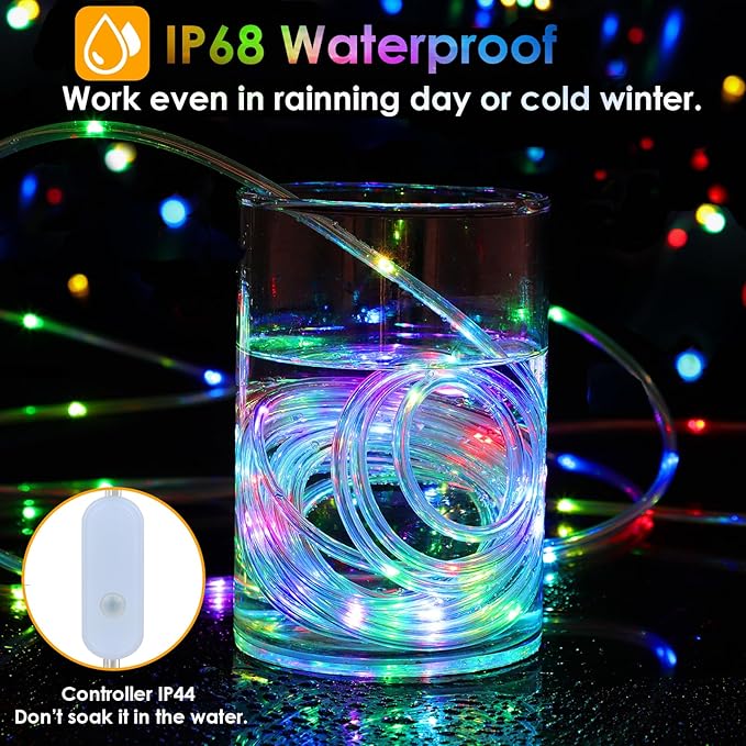 66Ft LED Rope Lights Outdoor, 18 Colors Changing String Lights Plug in with Remotes, Waterproof 200 LEDs Multicolor Fairy Light, RGB Christmas Rope Lighting for Bedroom Garden Halloween Decor