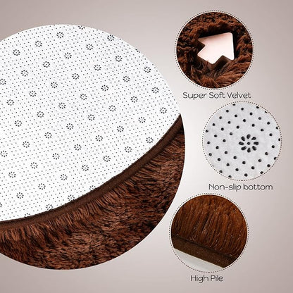 Merelax Soft Shaggy Rug for Kids Bedroom Oval 2.6'x5.3' Brown Plush Fluffy Carpet for Living Room, Furry Carpet for Teen Girls Room, Anti-skid Fuzzy Comfy Rug for Nursery Decor Cute Baby Play Mat