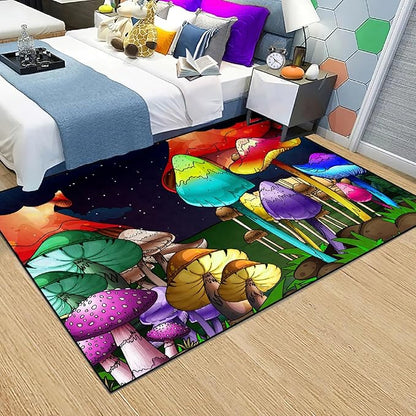 Mushroom Rugs for Bedroom Fantasy Mushroom Prints Rugs for Bedroom Mushroom Area Rugs for Girls Bedroom for Home Dining Living Room Rugs, 3'×5'