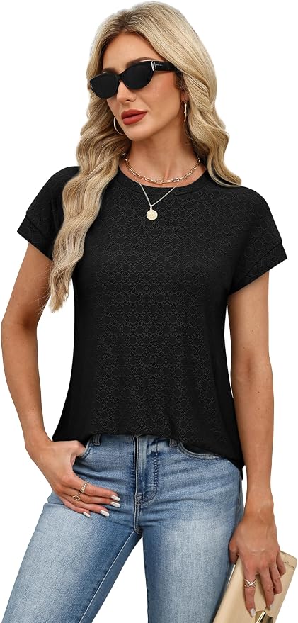 Alaroo Womens Summer Tops Short Sleeve Shirts Crew Neck Tshirt Cute Trendy Tunic Blouses (S-3XL)