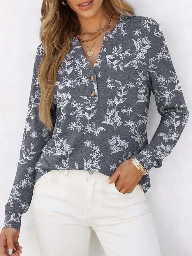 ANRABESS Women's Long Sleeve Shirts 2026 Spring Fashion Dressy Casual Tops Trendy Henley Blouses Cute Work Outfits Clothes