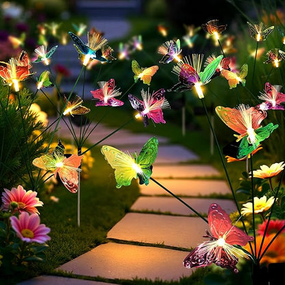 Solar Garden Lights,Swaying Butterfly Lights Outdoor Decorative,6pack Warm White LED Solar Lights for Outside Yard,Lawn,Patio,Pathway Decoration Gardening Gifts