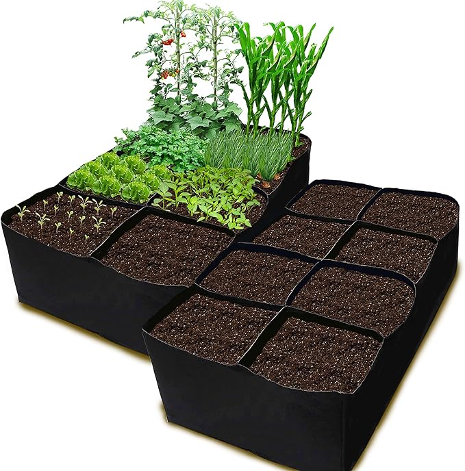 CJGQ 2 Pack Fabric Raised Garden Bed 6x3x1ft Garden Grow Bed Bags for Growing Herbs, Flowers and Vegetables 128 Gallon…