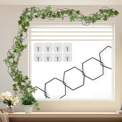 24 Pcs Chain Trellis for Climbing Plants, 120 Inch Long Metal Plant Trellis Indoor Outdoor, Garden Wall Vine Support Trellis, Plant Accessories for Ivy, Peonies, Hexagonal Design Black