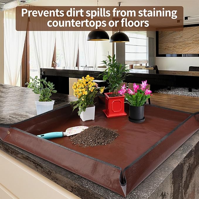39.5" x 39.5" Extra Large Potting Mat for Indoor Plants Transplanting and Dirt Control Gardening Gifts for Plant Lovers