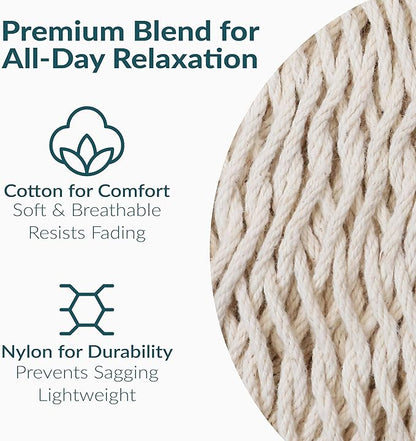 Sunnydaze Handwoven XXL Thick Cord Mayan Double Hammock for Outside - 625-Pound Capacity Heavy-Duty Outdoor Hammock - Natural