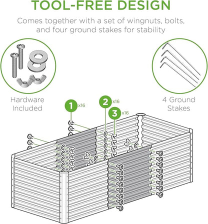 Best Choice Products 4x2x2ft Outdoor Metal Raised Garden Bed, Deep Root Box Planter for Vegetables, Flowers, Herbs, 119 Gallon Capacity, 100% Non Toxic Materials - Burgundy