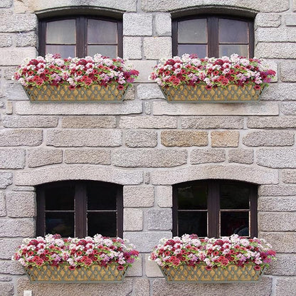 2 Pack 30 Inch Window Boxes Planters Railing Planter Box with Adjustable Brackets for Porch Fence Patio Balcony Hanging Flower Baskets with Coco Liners for Outdoor Garden Decor - Dark Grey