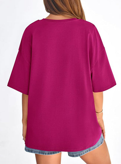 PRETTYGARDEN Womens 2026 Spring Going Out Tops Casual Short Sleeve Crewneck Loose Fit Basic Oversized T Shirts Summer Outfits