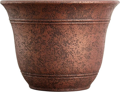 The HC Companies Sierra Round Self-Watering Pot - Lightweight Plastic Planter for Herbs & More - Durable Plant Pots for Indoor Plants & Outdoor Plants (16” Rustic Redstone, Pack of 1)