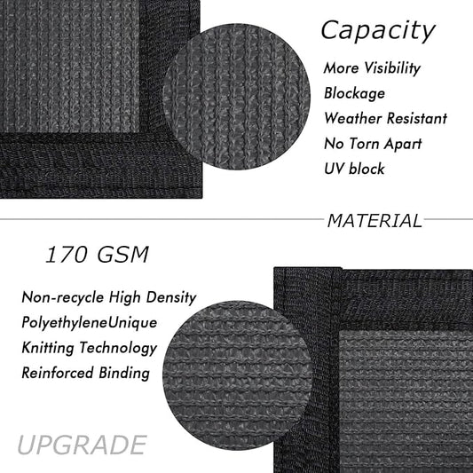 UPGRADE Privacy Fence Screen 6'x37' Dark Grey Outdoor 90% Visibility Blockage 170 GSM Mesh Shade Cover Panels for Backyard,Balcony,Home Decoration with Zip Ties,Customized Avaliable