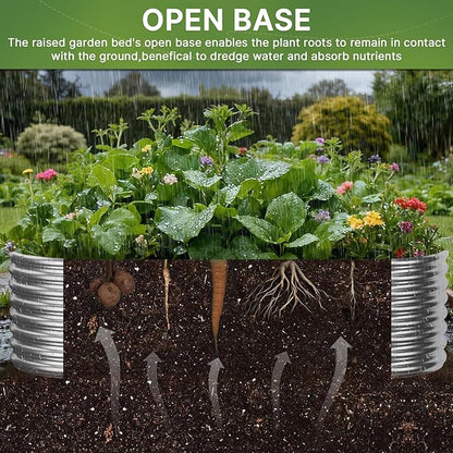 3 PCS Tall 4x2x1.5ft Galvanized Raised Garden Bed Outdoor, Metal Garden Bed for Vegetables, Above Ground Garden Box for Flower, Steel Raised Beds for Gardening