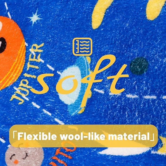 Outer Space Kids Rug,59"X39.4" ABC Alphabet Educational Kids Rugs for Playroom,Non Slip Solar System Galaxy Planets Playroom Rug,Washable Kids Area Rug Carpet for Classroom Bedroom Kids Room Decor