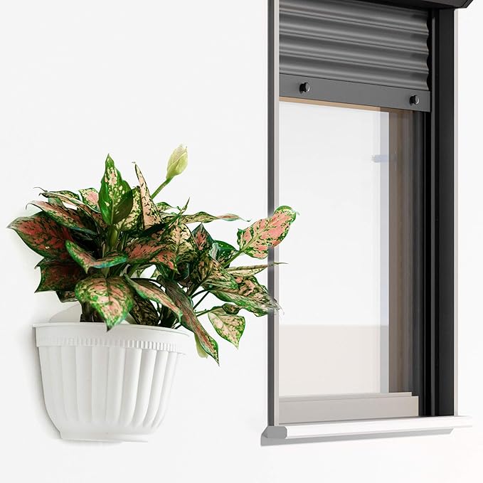 ORIMERC 4 Pack White Wall Planter Pots Vertical Living Wall Hanging Planters Wall Mounted Planter Holder with Drainage Hole for Indoor Outdoor Plants Wall Decor with Hooks/Screws