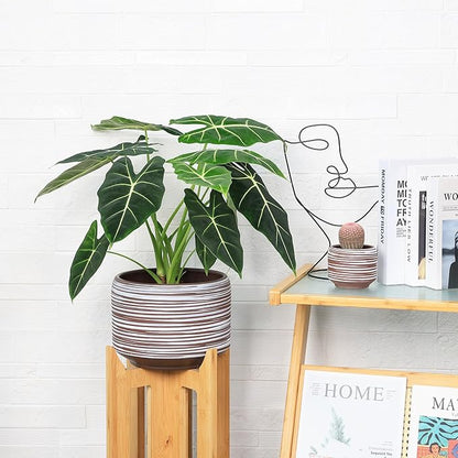 10 Inch Ceramic Plant Pot with Drainage – Large Flower Pot for Indoor Outdoor Plants, Modern Decorative Planter for Patio, Balcony, Garden, or Home Decor