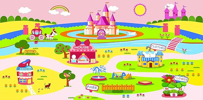 Booooom Jackson Pink Rug for Bedroom Girls,Non Slip Kids Rug Pink Castle Rug,Pink Area Rug, Kids Play Rug,Pink Rug for Kids Room Nursery Playroom Home Decor, Pink Classroom Carpets Preschool,Dorm Rug
