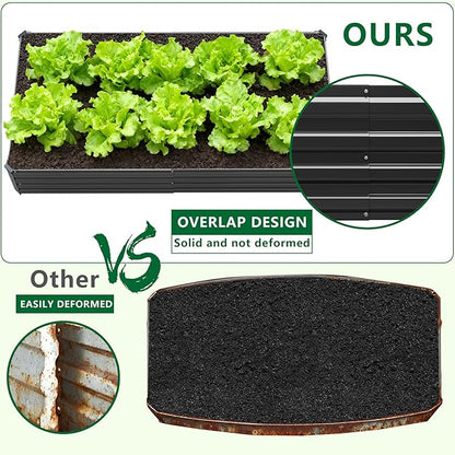 2 Pack 6x3x1FT Galvanized Raised Garden Beds Kit Outdoor Metal Gardening Planter Box for Vegetable Elevated Flower Herbs,Black