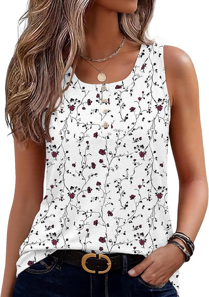 Zeagoo Womens Tank Tops Summer Sleeveless Tops Loose Button Henley Shirts Crew Neck Dress Casual 2026 Clothes