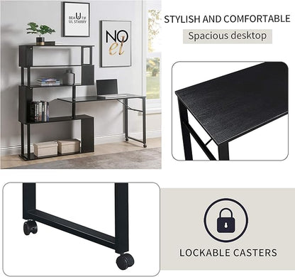 NicBex Kimberly-DW-00056-LWJ Home Office Desks, 47.2"x39.9"x60.2, Black