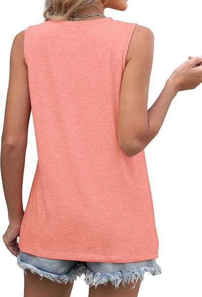 WIHOLL Women's Sleeveless Summer Crewneck Loose Fit Tank Tops