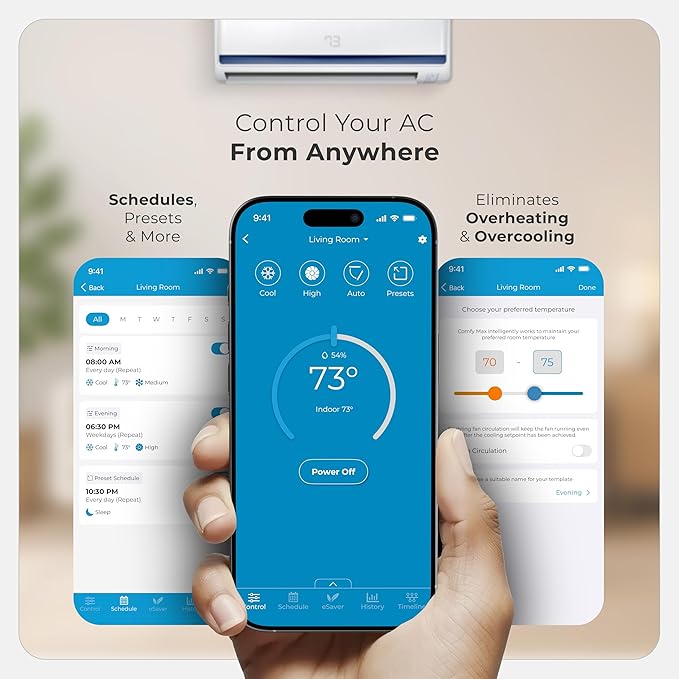 Breez Max Smart AC Controller | AHR Product of the Year WiFi Thermostat for Mini-Split, Window, Portable AC/Heat Pump | AI-Based Tech | Free App, No Subscription | Alexa, Google, IFTTT etc. (Black)
