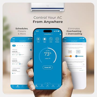 Breez Max Smart AC Controller | AHR Product of the Year WiFi Thermostat for Mini-Split, Window, Portable AC/Heat Pump | AI-Based Tech | Free App, No Subscription | Alexa, Google, IFTTT etc. (White)