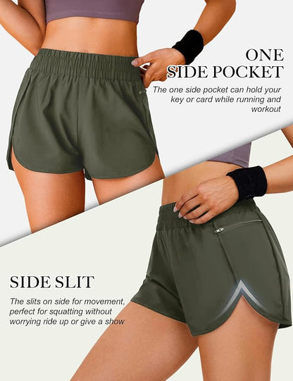 Blooming Jelly Women's Quick-Dry Running Shorts Workout Sport Layer Active Shorts with Pockets 1.75"