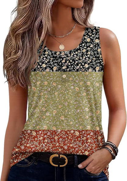Zeagoo Womens Tank Tops Summer Sleeveless Tops Loose Button Henley Shirts Crew Neck Dress Casual 2026 Clothes