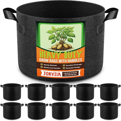10 Pack 1 Gallon Grow Bags, Thickened Nonwoven Fabric Planter Pots with Handles, Heavy Duty 300G Garden Pots for Tomato, Potato and Vegetable