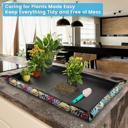 Extra Large Repotting Mat for Indoor Plants Transplanting and Dirt Control, Foldable Waterproof Succulent Potting Mat, Gardening Gifts for Plant Lovers (43.5"x29.5")