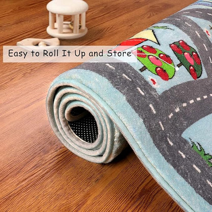 LIVEBOX Soft Kids Rug 4'x6' Carpet Play Mat for Baby Boys Girls, City Life Road Traffic Playroom Rug for Playing Cars Toys, Educational Nursery Rug for Children Bedroom Kids Room