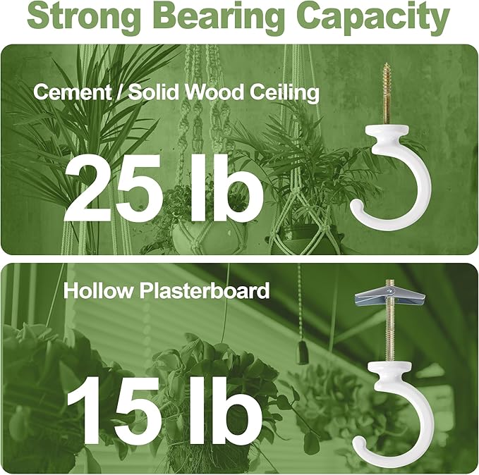 2PCS Ceiling Hooks for Hanging Plants,Heavy Duty Plant Swag Hooks,Hanging Planter Wall Hook, Indoor and Outdoor Plant Hangers