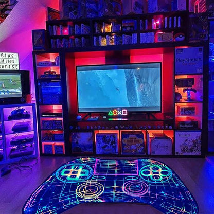 Gaming Rug Teen Boys Carpet Glow in The Blacklight Gamer Rug for Boys Room Playroom Non-Slip Area Rug Kids Boys Girls Game Room Casual Mat (60"x39")