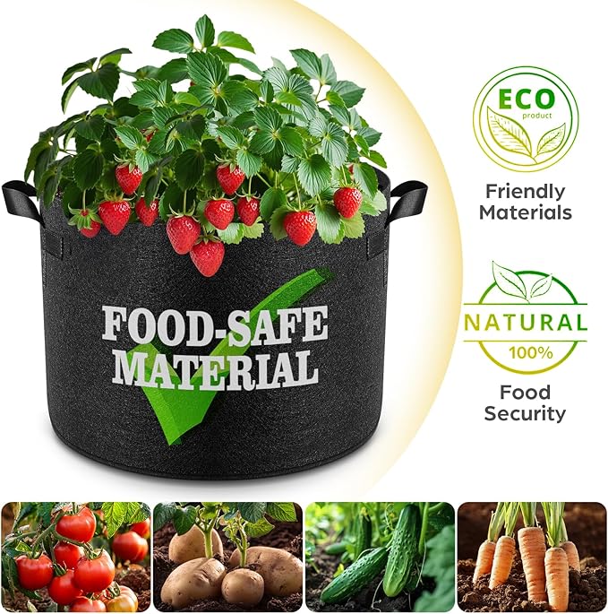 10 Pack 25 Gallon Grow Bags, Thickened Nonwoven Fabric Planter Pots with Handles, Heavy Duty 300G Garden Pots for Tomato, Potato and Vegetable