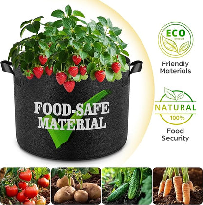 10 Pack 20 Gallon Grow Bags, Thickened Nonwoven Fabric Planter Pots with Handles, Heavy Duty 300G Garden Pots for Tomato, Potato and Vegetable