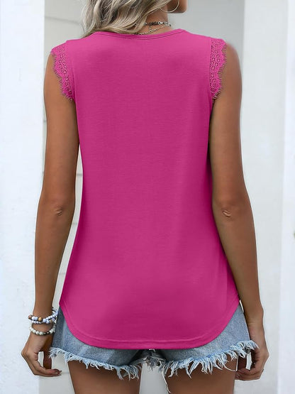 ANRABESS Womens Lace Trim Tank Tops V Neck Sleeveless Shirts 2026 Summer Casual Trendy Dressy Cami Top