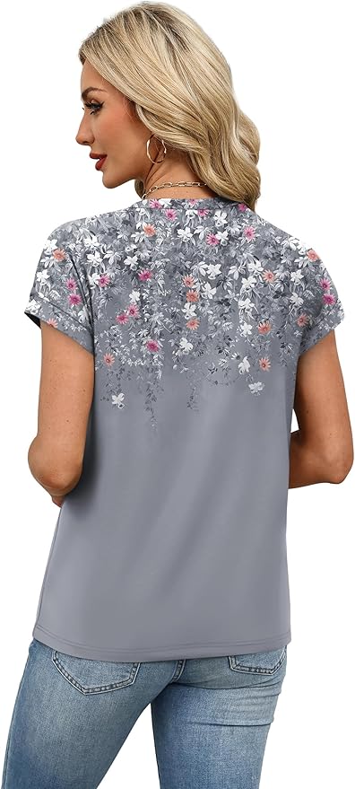 Alaroo Womens Summer Tops Short Sleeve Shirts Crew Neck Tshirt Cute Trendy Tunic Blouses (S-3XL)