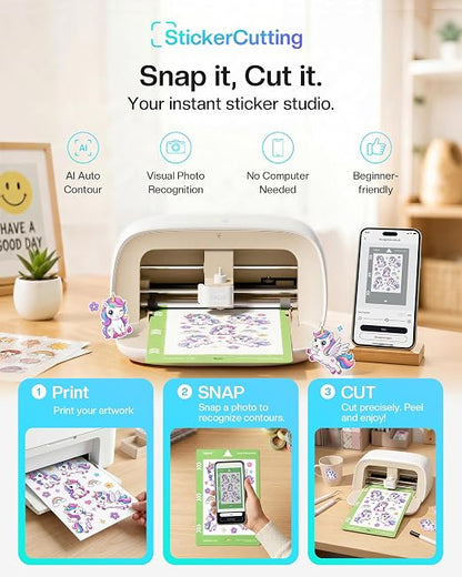 Likcut Vinyl Cutter Machine S501 - AI Smart Sticker Maker for Vinyl & Paper Crafts, AI Image Generation Portable Plotter DIY Cutting Machine for Craft & Party, Custom Stickers, Crafts for Adults