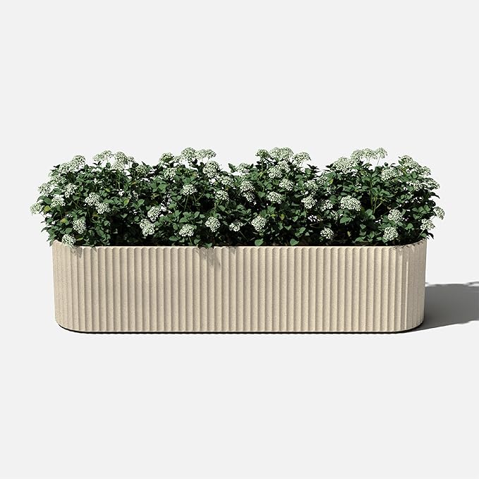 Veradek Demi Series Window Box Planter - Long Planter Box for Windowsill/Balcony | Durable Plastic-Stone Composite Material | Modern Décor for Flowers/Herbs