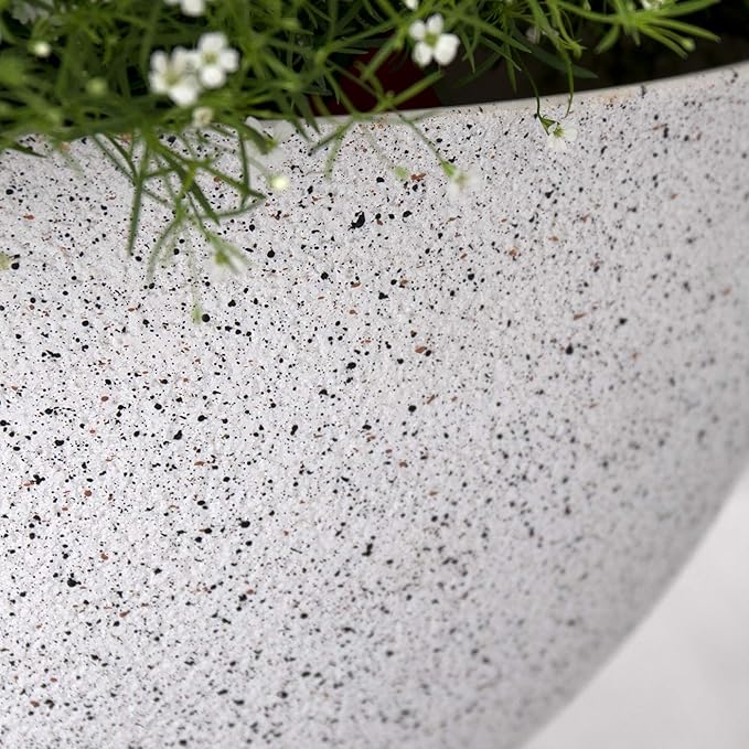 LA JOLIE MUSE Large Hanging Planters for Outdoor Plants - 13 Inch Hanging Flower Pots Set of 2, Speckled White
