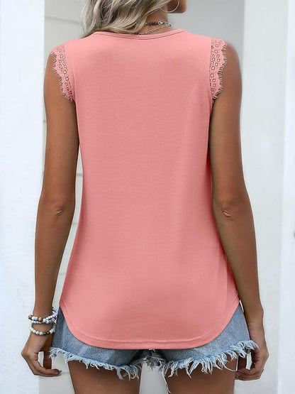 ANRABESS Womens Lace Trim Tank Tops V Neck Sleeveless Shirts 2026 Summer Casual Trendy Dressy Cami Top