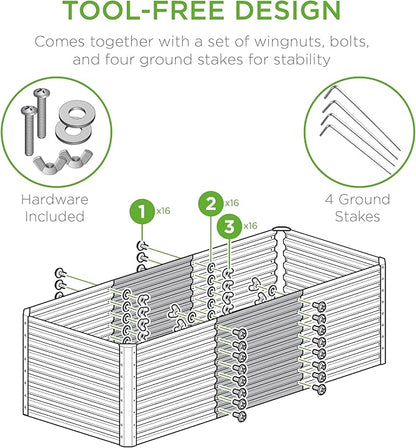 Best Choice Products 4x2x2ft Outdoor Metal Raised Garden Bed, Deep Root Planter Box for Vegetables, Flowers, Herbs, and Succulents w/ 119 Gallon Capacity - Dark Green