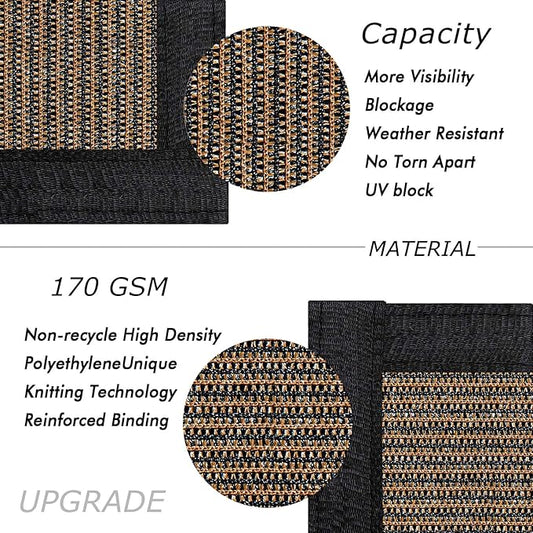 UPGRADE Privacy Fence Screen 3'x64' Brown Outdoor 90% Visibility Blockage 170 GSM Mesh Shade Cover Panels for Backyard,Balcony,Home Decoration with Zip Ties,Customized Avaliable