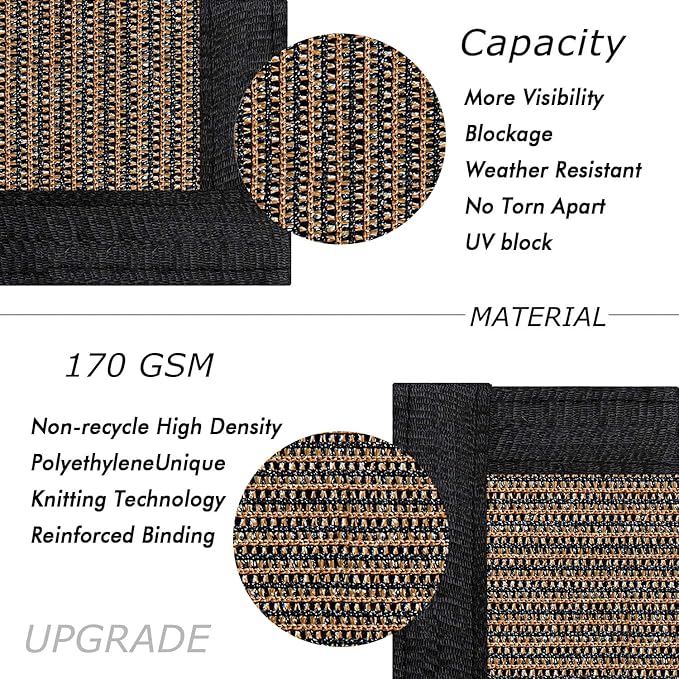 UPGRADE Privacy Fence Screen 4'x10' Brown Outdoor 90% Visibility Blockage 170 GSM Mesh Shade Cover Panels for Backyard,Balcony,Home Decoration with Zip Ties,Customized Avaliable