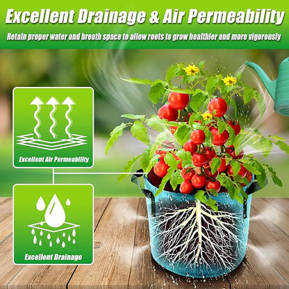 15 Gallon Grow Bags, 7 Pack Colorful Fabric Plant Pots with Handles for Garden and Outdoor Planting