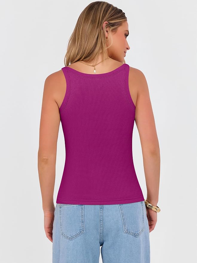 ANRABESS V Neck Tank Tops for Women Ribbed Knit Camisole 2026 Summer Casual Sleeveless Slim Fitted Basic Cami Shirts Clothes