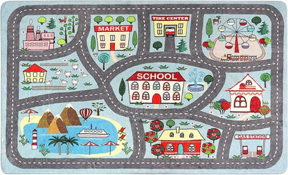 LIVEBOX Soft Kids Rug 4'x6' Carpet Play Mat for Baby Boys Girls, City Life Road Traffic Playroom Rug for Playing Cars Toys, Educational Nursery Rug for Children Bedroom Kids Room