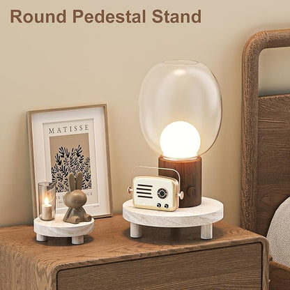 3 Pcs Wood Plant Stand Indoor Outdoor, Round Wood Riser for Decor 6/8/10" Wooden Stool Display Stand Flower Pot Holder Small Planter Tray Modern Potter Decorative for Desktop Counter Room
